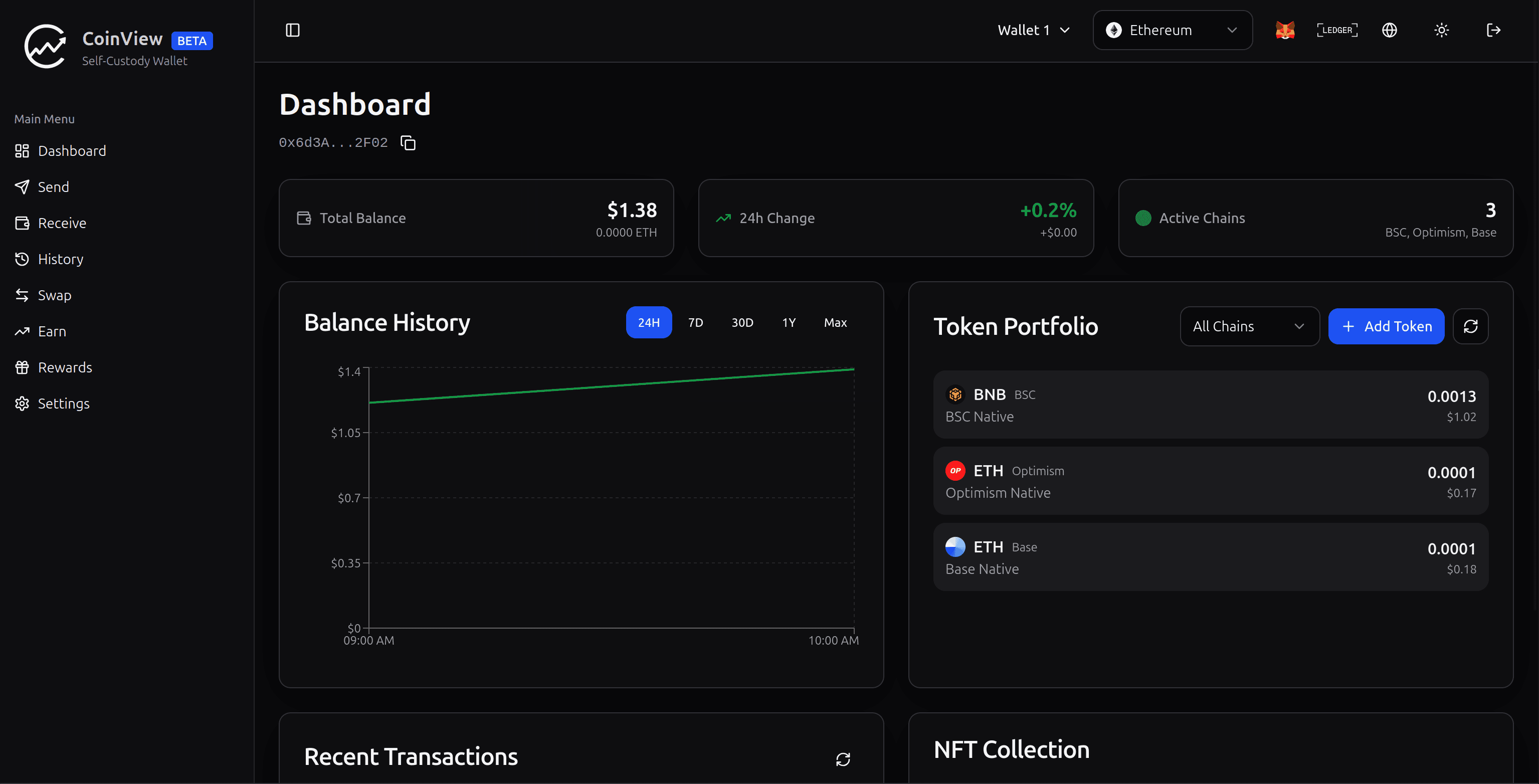 Skjermbilde av CoinView Wallet